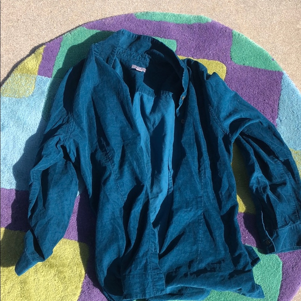 J-jill blue corduroy button down flannel